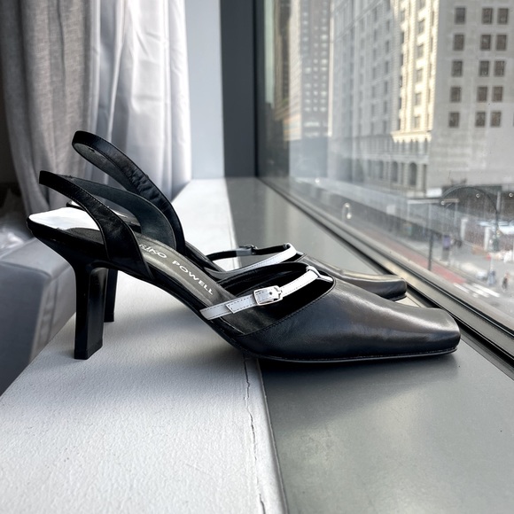 Yoriko Powell Made in Italy Vintage Leather Sling Back Heels - Picture 4 of 7